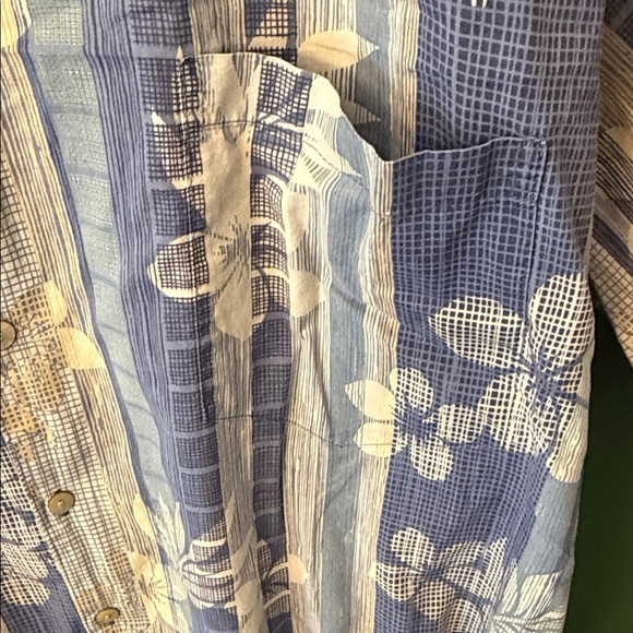 Tori Richard Mens XL Aloha Multi Blue Tropical Striped Woven Vacation Beach - Picture 6 of 9